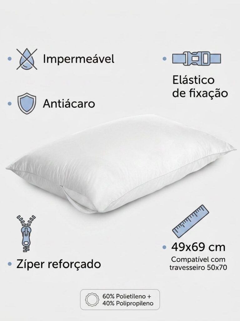 Capa Travesseiro Impermeável Antiácaro Branca 50x70cm Kit 4