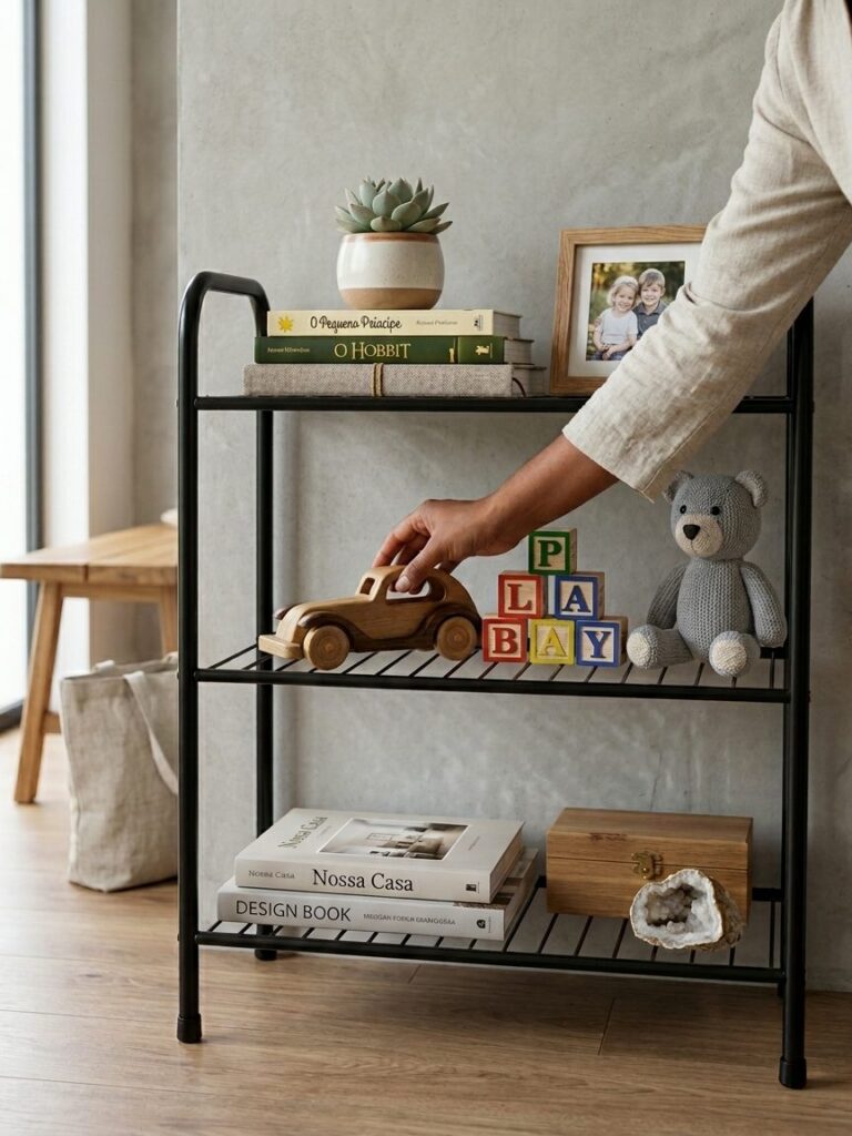 Sapateira Rack Multiuso 3 Prateleiras Aço Preto Secalux