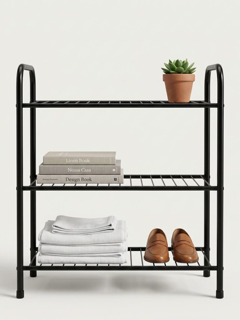 Sapateira Rack Multiuso 3 Prateleiras Aço Preto Secalux