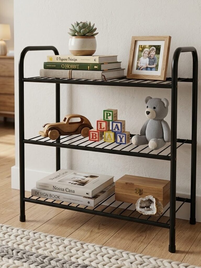 Sapateira Rack Multiuso 3 Prateleiras Aço Preto Secalux