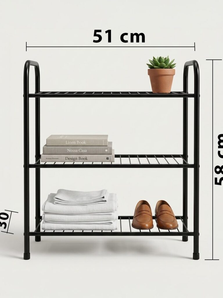 Sapateira Rack Multiuso 3 Prateleiras Aço Preto Secalux