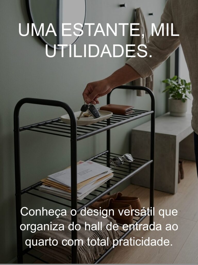 Sapateira Rack Multiuso 3 Prateleiras Aço Preto Secalux