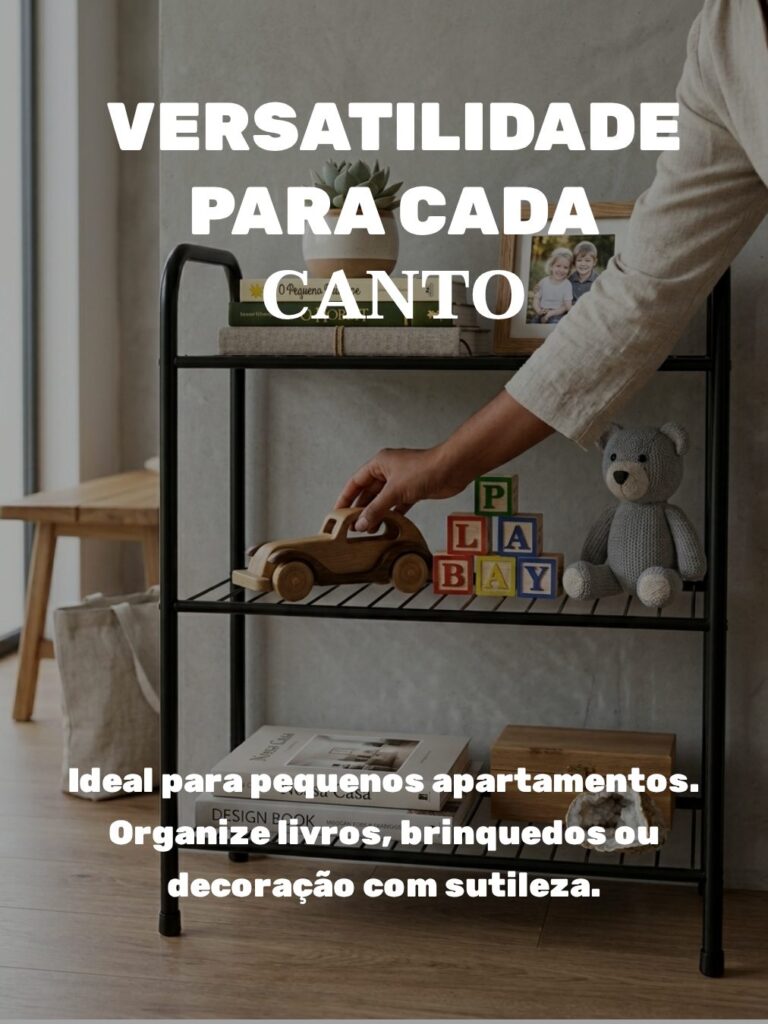 Sapateira Rack Multiuso 3 Prateleiras Aço Preto Secalux