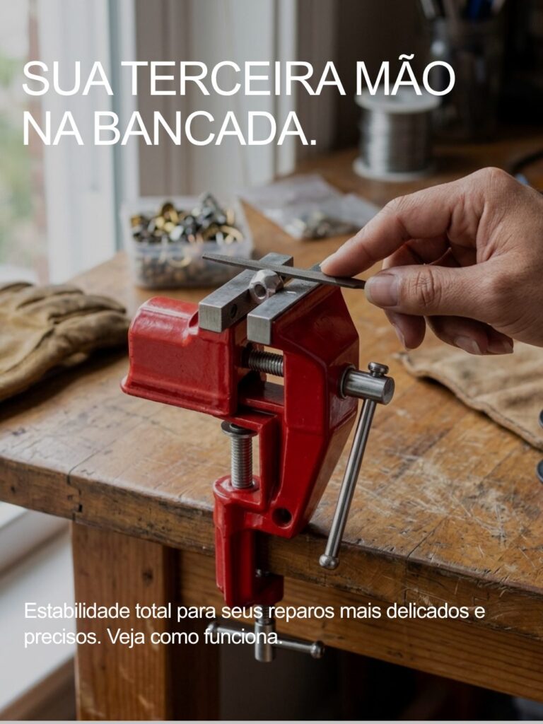 Mini Torno de Bancada Morsa Fixa 40mm em Aço Starfer