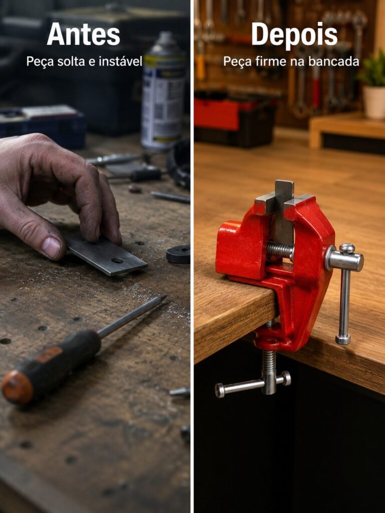 Mini Torno de Bancada Morsa Fixa 40mm em Aço Starfer