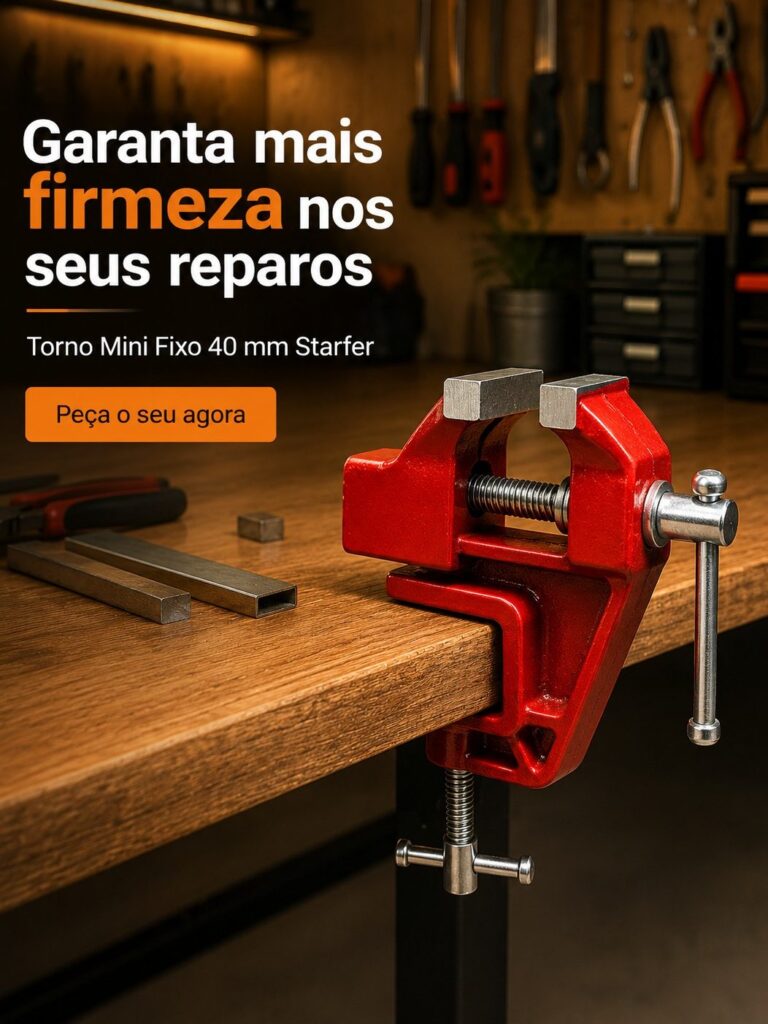 Mini Torno de Bancada Morsa Fixa 40mm em Aço Starfer