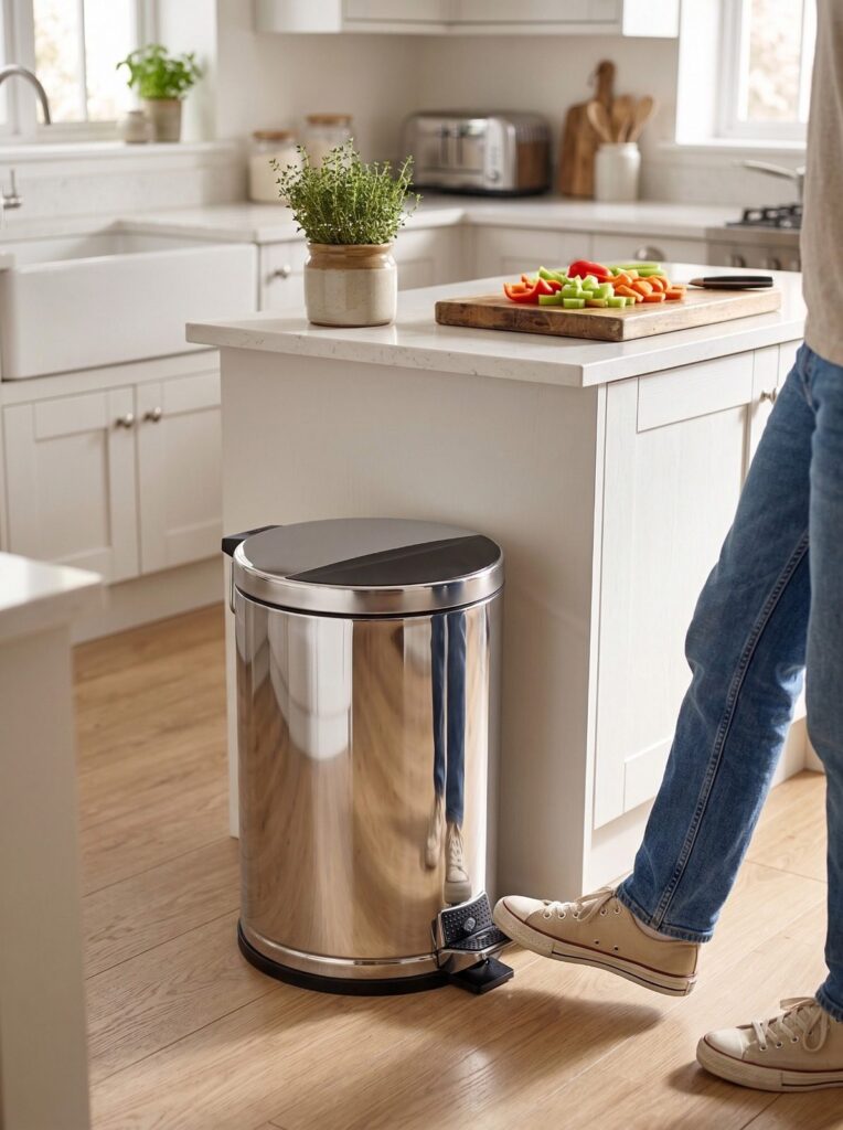 Lixeira Inox com Pedal 15L e Tampa Cromada Viel