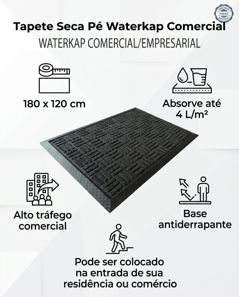 Tapete Seca Pé Waterkap Comercial Grande 180x120cm Kapazi - Imagem 6