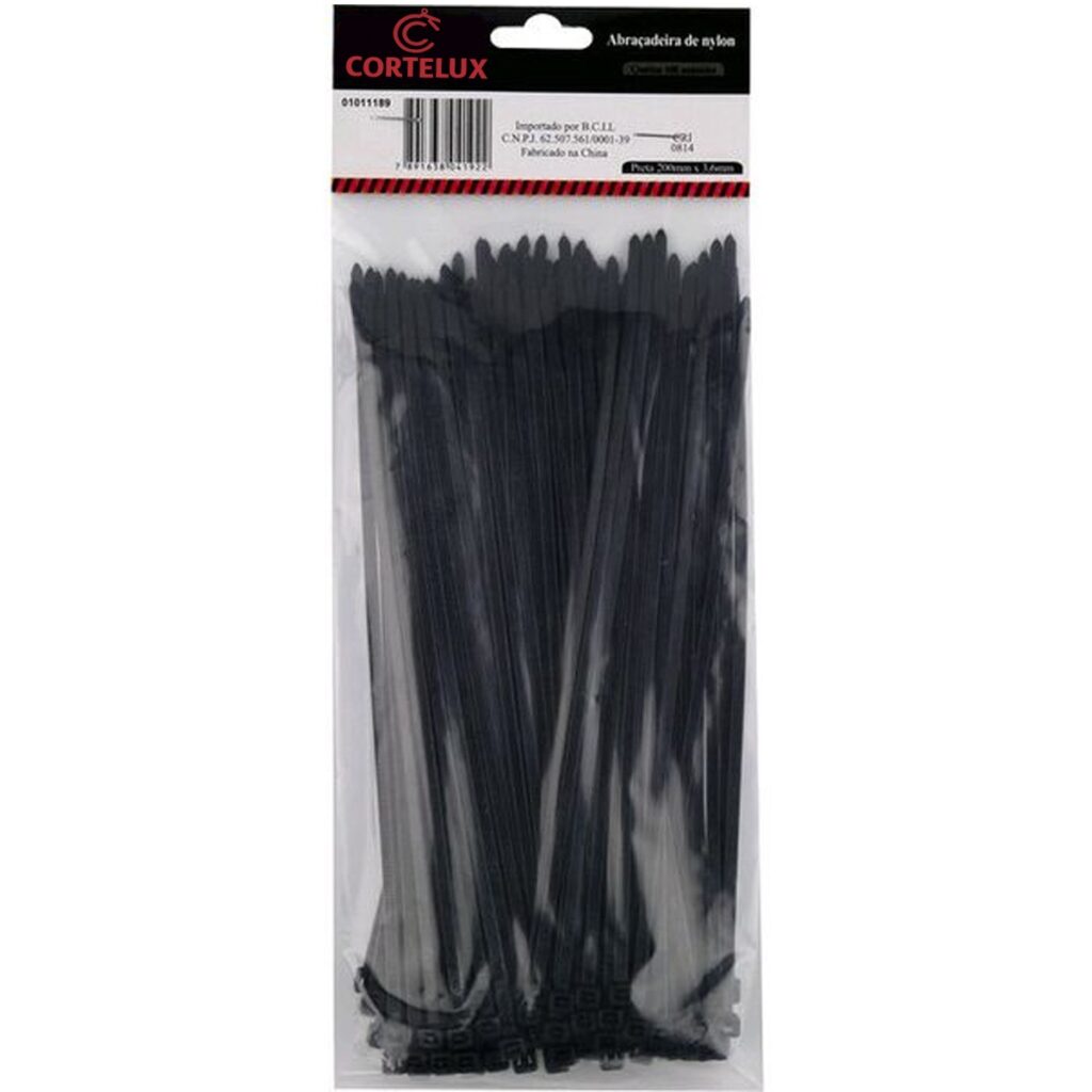 Abraçadeira de Nylon Enforca Gato 200x2,5mm Preta Kit 1000 - Imagem 4