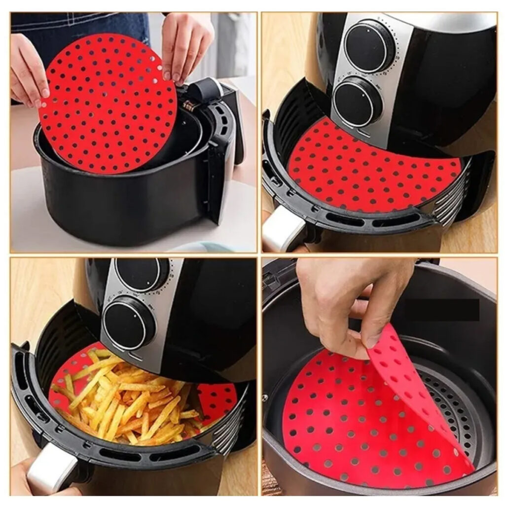 Tapete de Silicone Air Fryer Redondo Antiaderente 19,5cm - Imagem 2