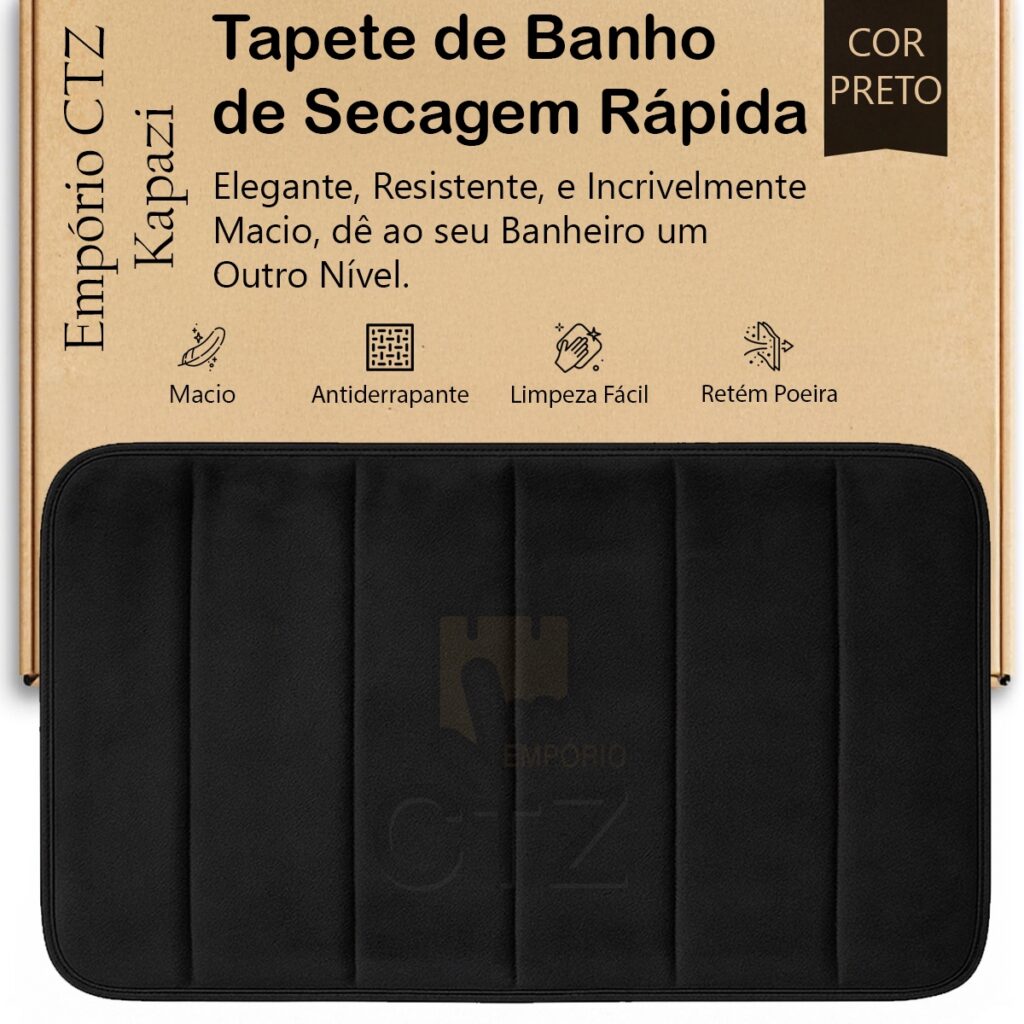 Tapete de Banheiro Nuvem Super Soft Preto 60x40cm Kapazi - Imagem 4