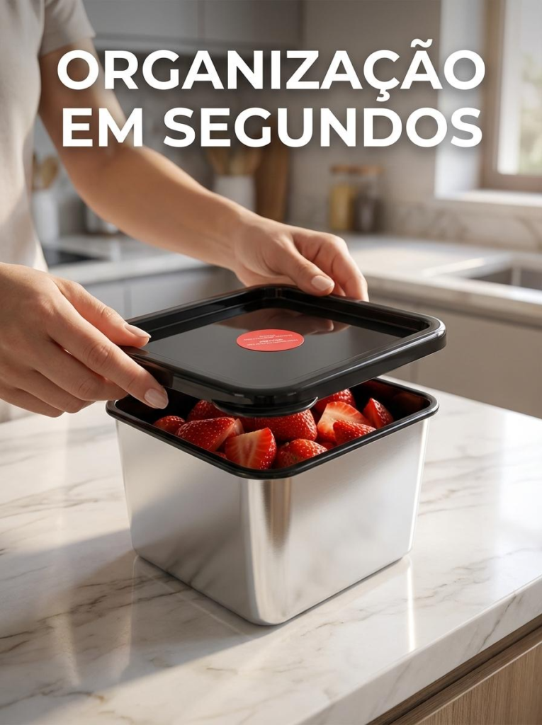 Pote Metalizado com Tampa Quadrado M 850ml Potte Premium - Imagem 5