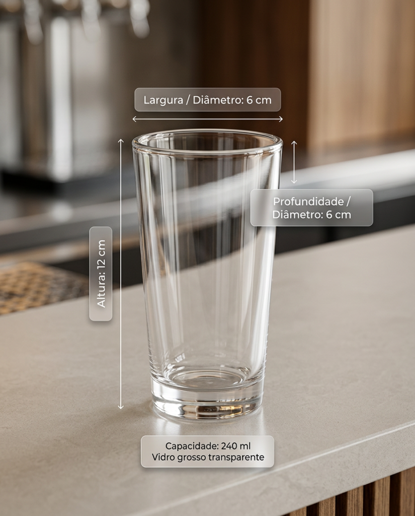 Kit 3 Copos de Vidro Kali Drinks 240ml com Base Grossa - Imagem 2