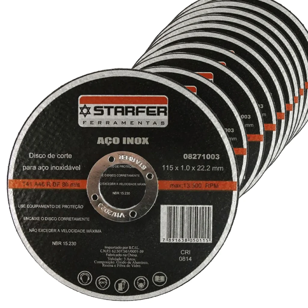 Disco de Corte Inox 4.5x7/8 115mm Esmerilhadeira Kit 15