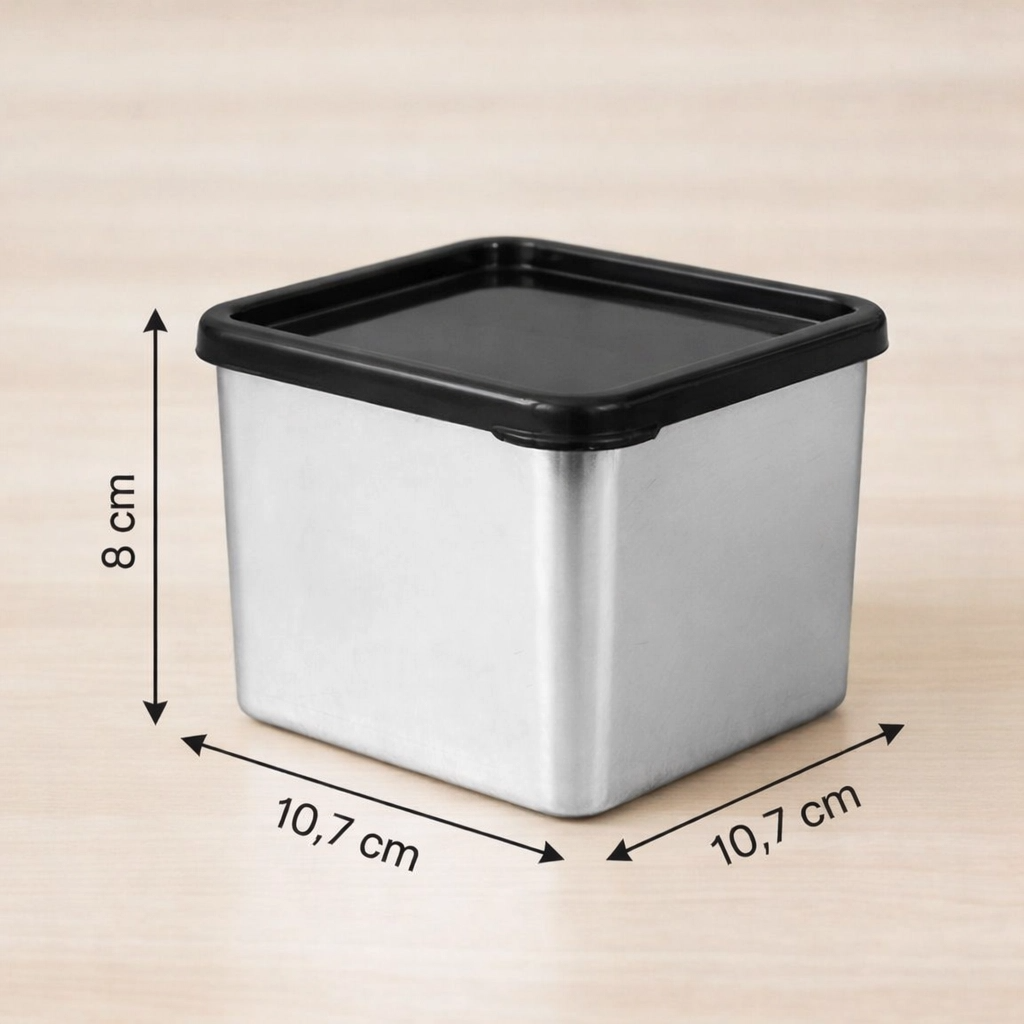 Pote Metalizado com Tampa Quadrado M 850ml Potte Premium - Imagem 2