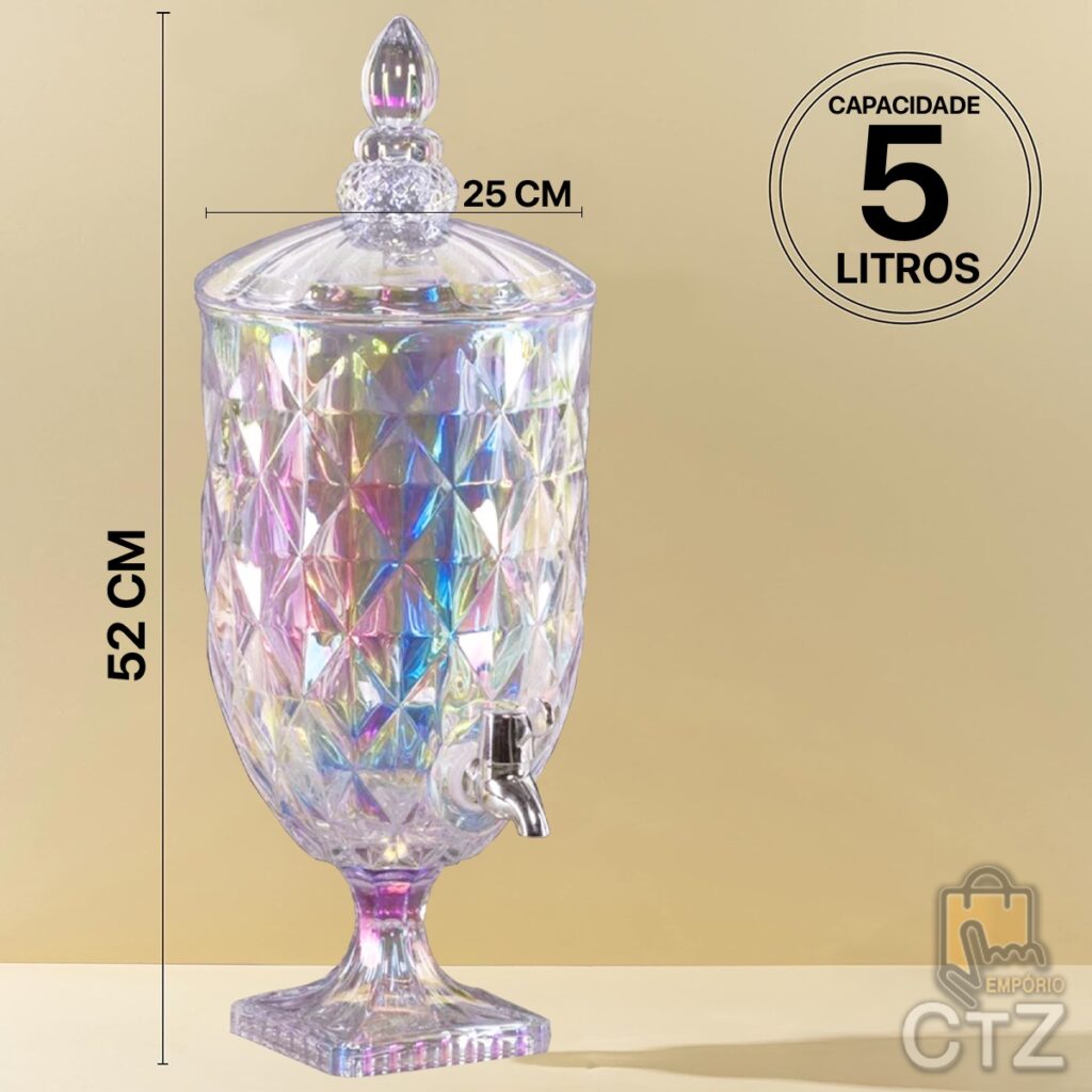 Suqueira de Vidro com Torneira Diamond Imperial 5L Furtacor - Imagem 2