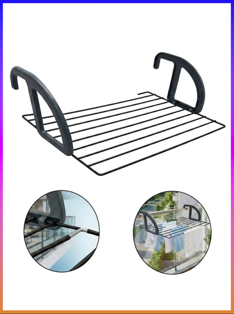 Varal de Porta Dobrável para Apartamento 10kg 7m Preto