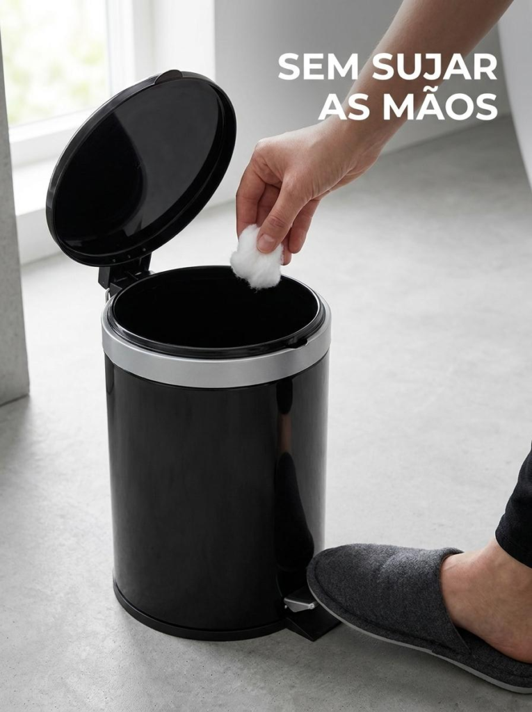 Lixeira com Pedal 5L Compacta para Banheiro e Cozinha Viel - Imagem 4