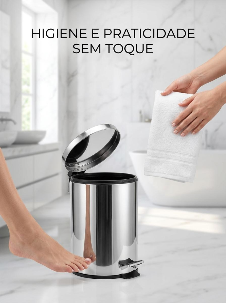 Lixeira Inox com Pedal 4,5L e Recipiente Removível Viel - Imagem 9