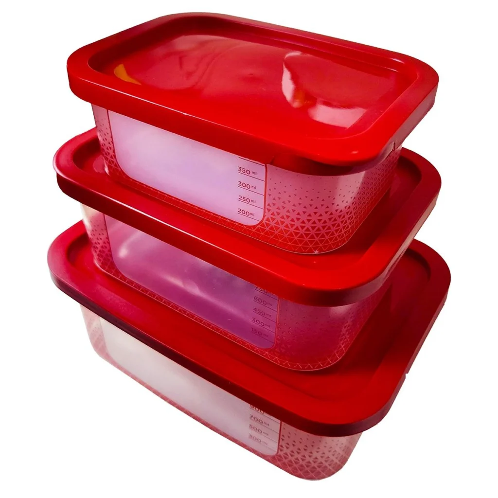 Kit 3 Potes Retangulares P, M e G para Freezer Potte