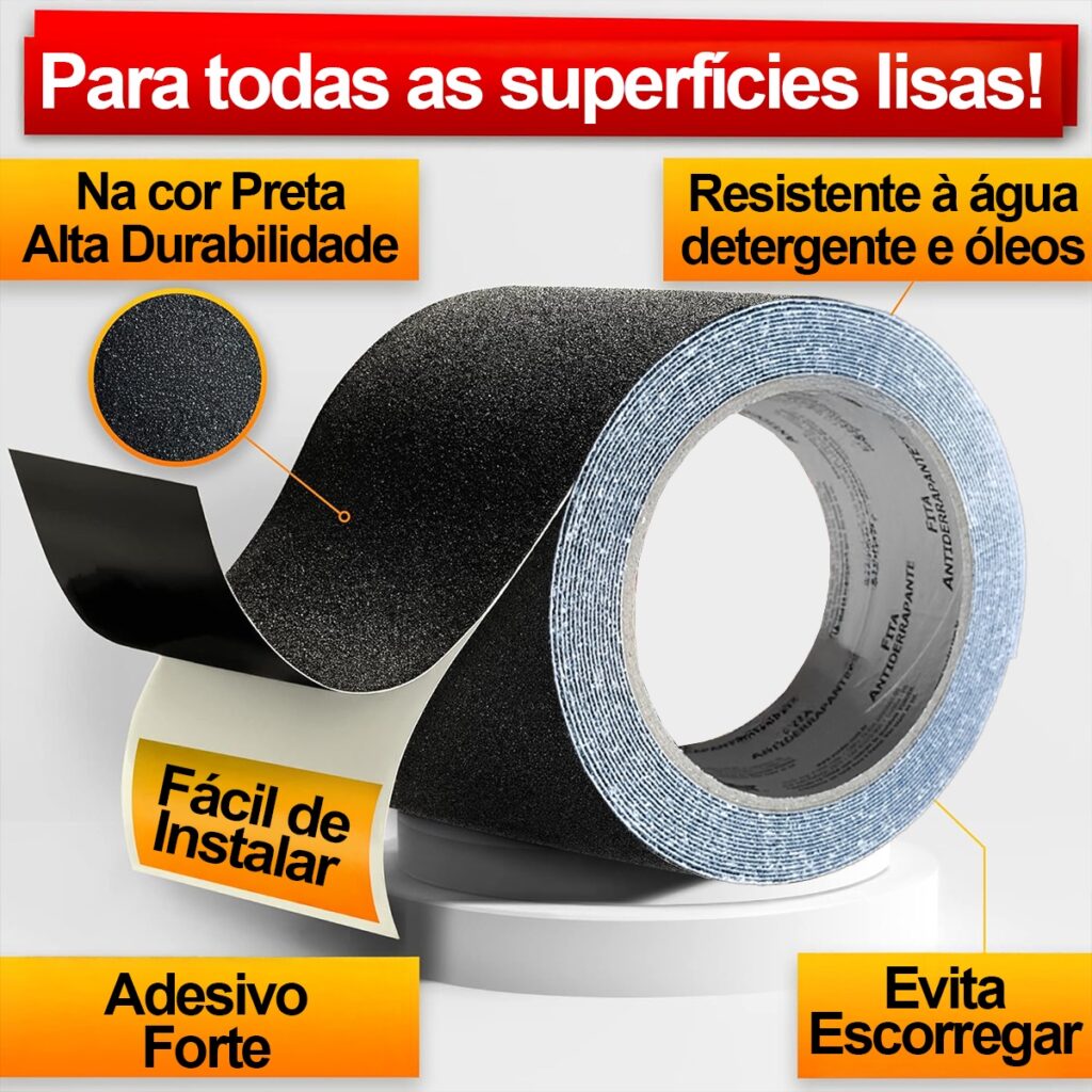 Fita Antiderrapante para Escada Preta 50mm x 5m Nove54 - Imagem 3