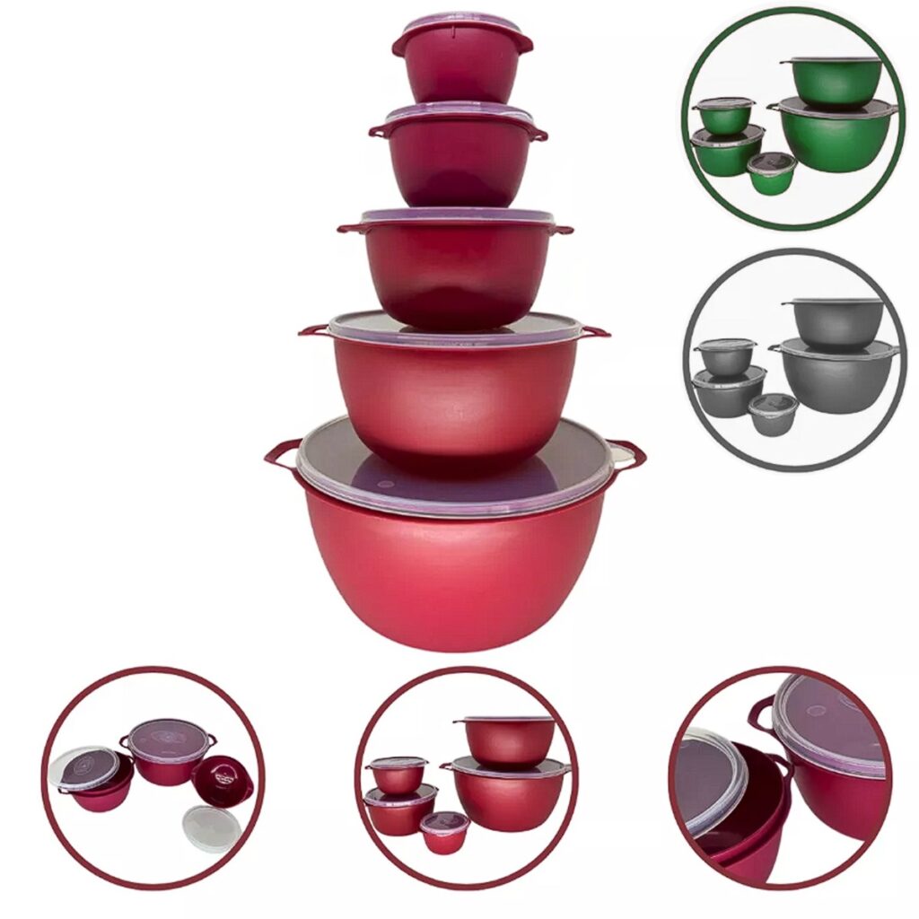 Kit 5 Potes Bowl com Tampa Transparente sem BPA