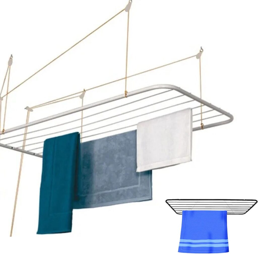 Varal de Teto em Aço 90x56cm com Kit de Instalação Maxeb - Imagem 7