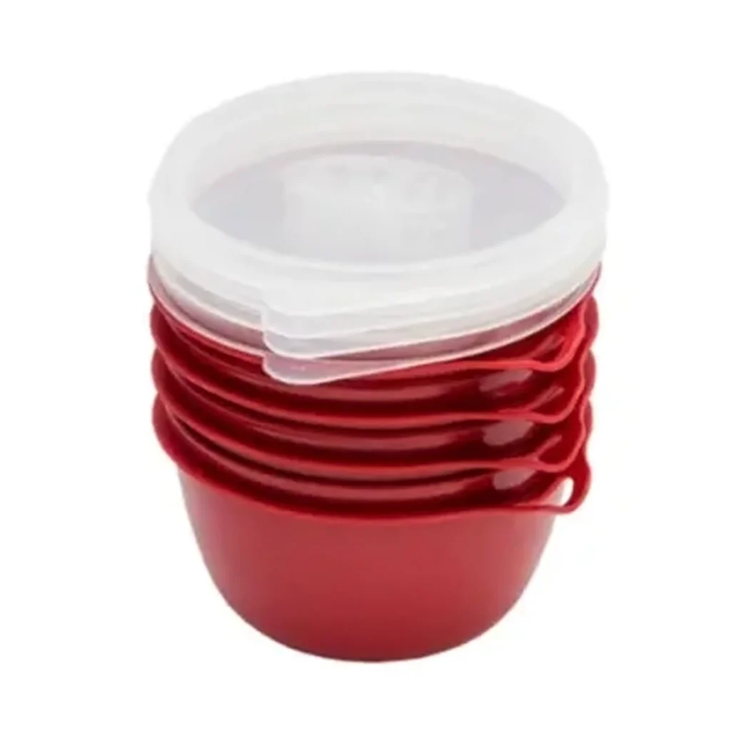 Kit 4 Potes Bowl 500ml com Tampa Livre de BPA Vermelho
