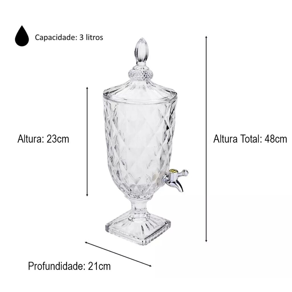Suqueira de Vidro com Torneira Diamond Imperial 3L - Imagem 2