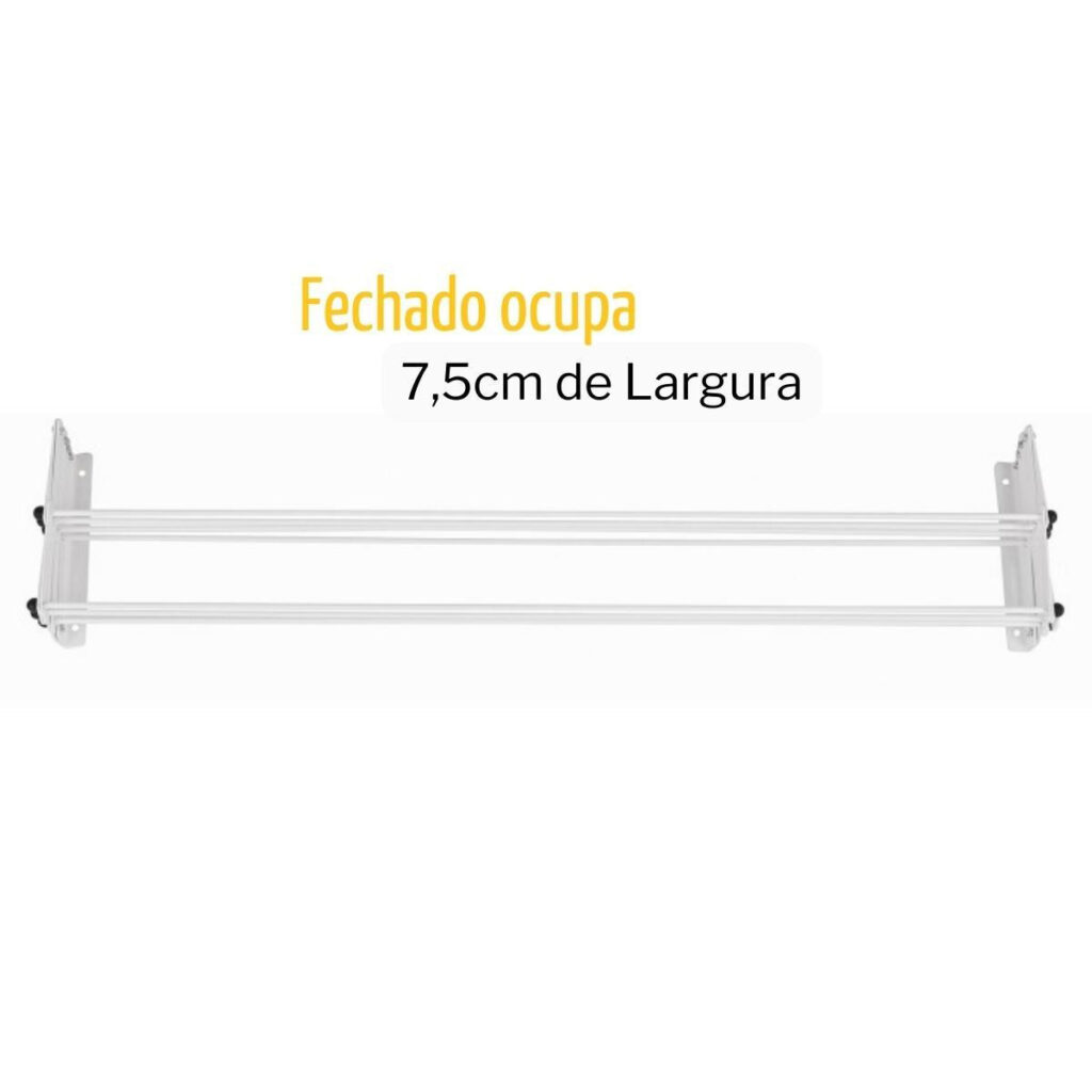 Varal Sanfonado de Parede Retrátil 77cm Aço Branco Maxeb - Imagem 6