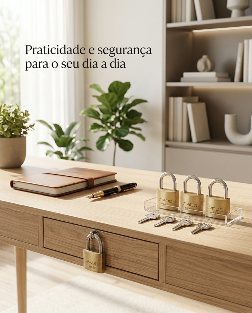 Cadeado de Latão 30mm Mesma Chave Kit 4 Pado - Imagem 6