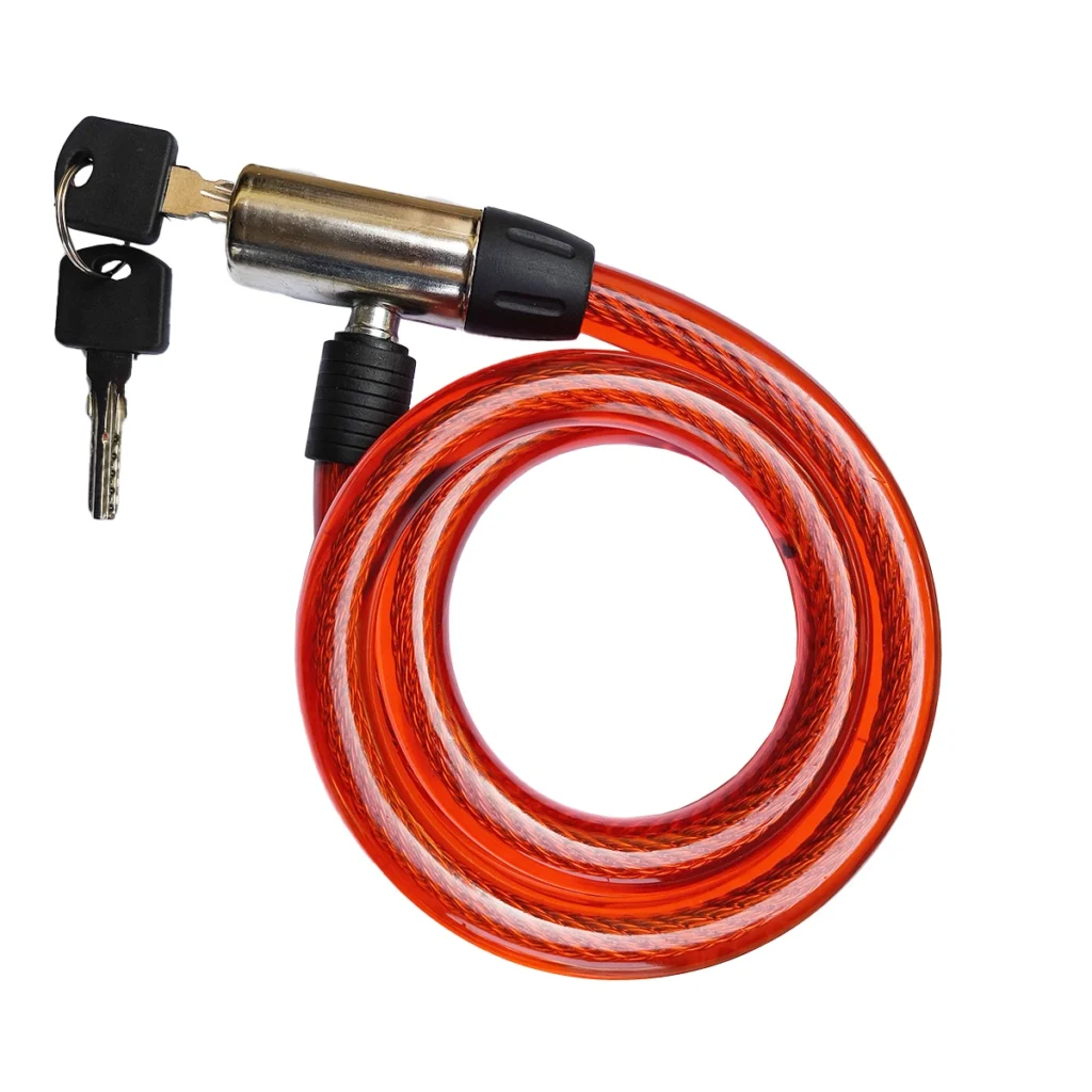 Cadeado Cabo de Aço 1m para Moto e Bicicleta Vermelho