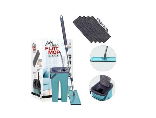 Mop Flat com Balde Limpa e Seca e 3 Refis de Microfibra - Imagem 2