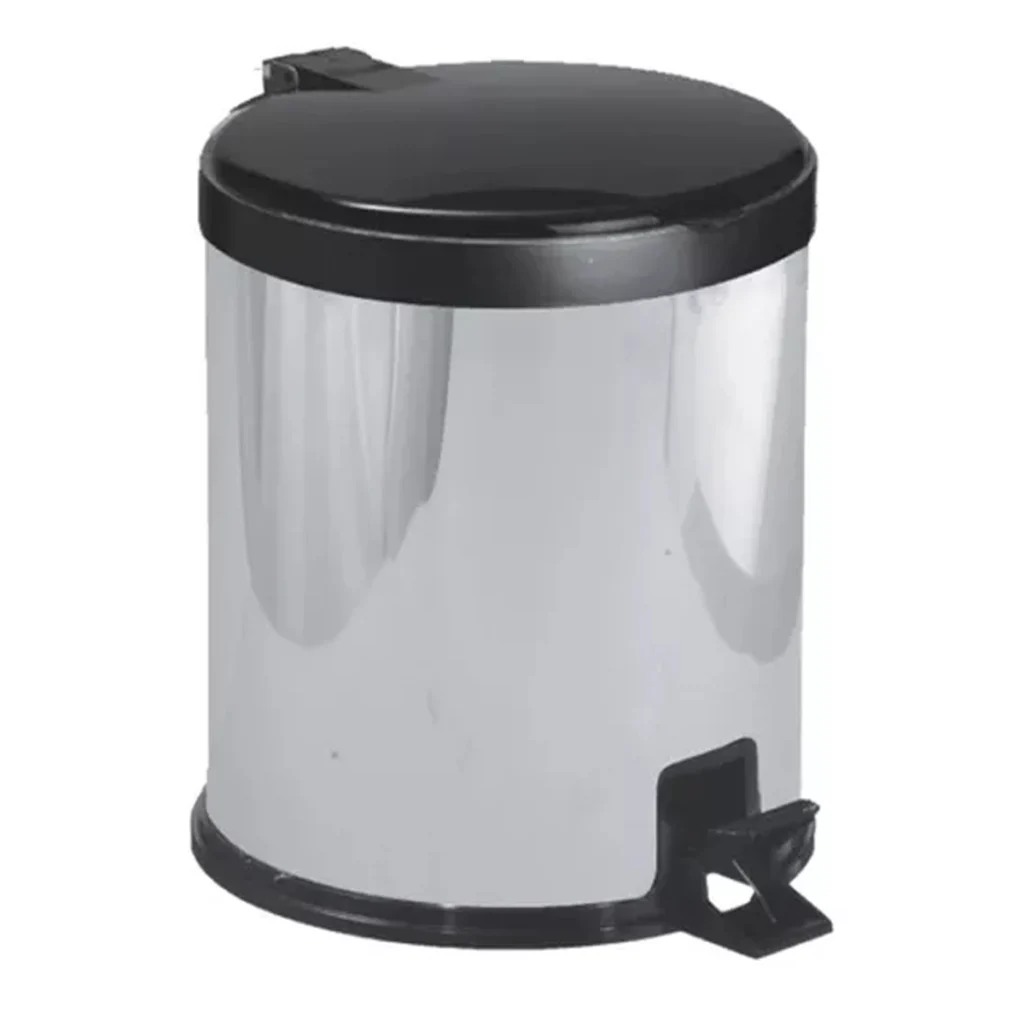 Lixeira Inox com Pedal 12L e Tampa Preta Viel