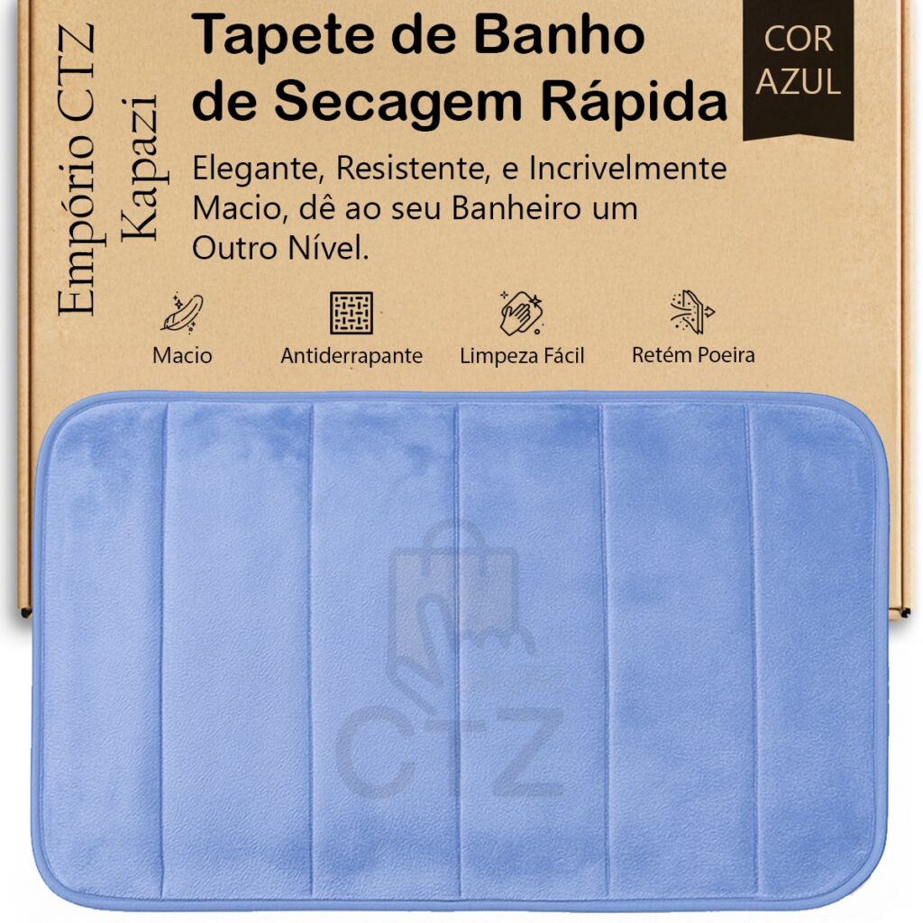 Tapete de Banheiro Nuvem Super Soft Azul 60x40cm Kapazi - Imagem 4