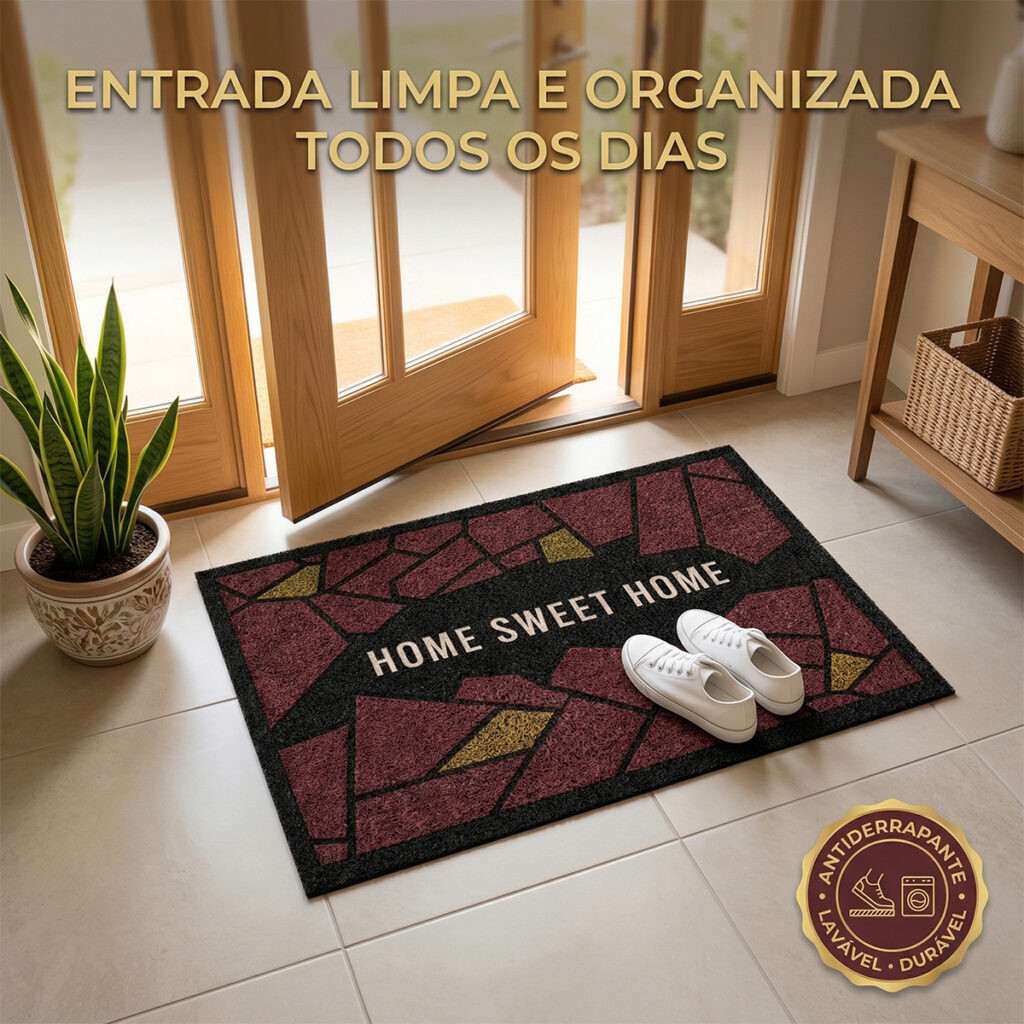 Tapete Capacho Home Mosaic em Vinil 80x50cm Kapazi - Imagem 4