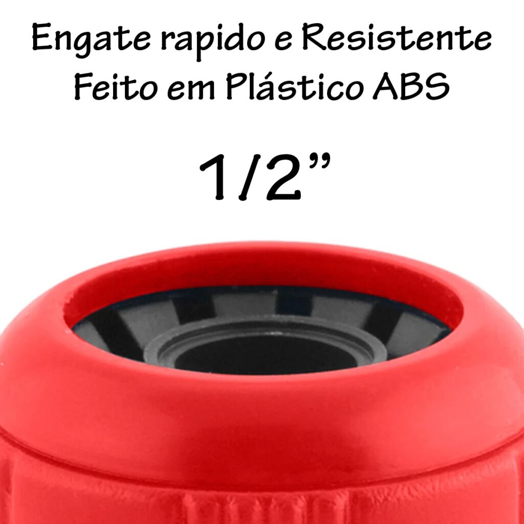 Engate Rápido Vermelho para Mangueira 1/2" com Bloqueador - Imagem 3