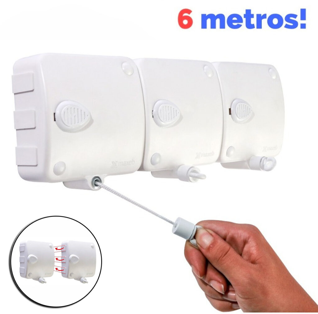Varal Retrátil de Parede Stendmax 3 Módulos 6m Branco - Imagem 7