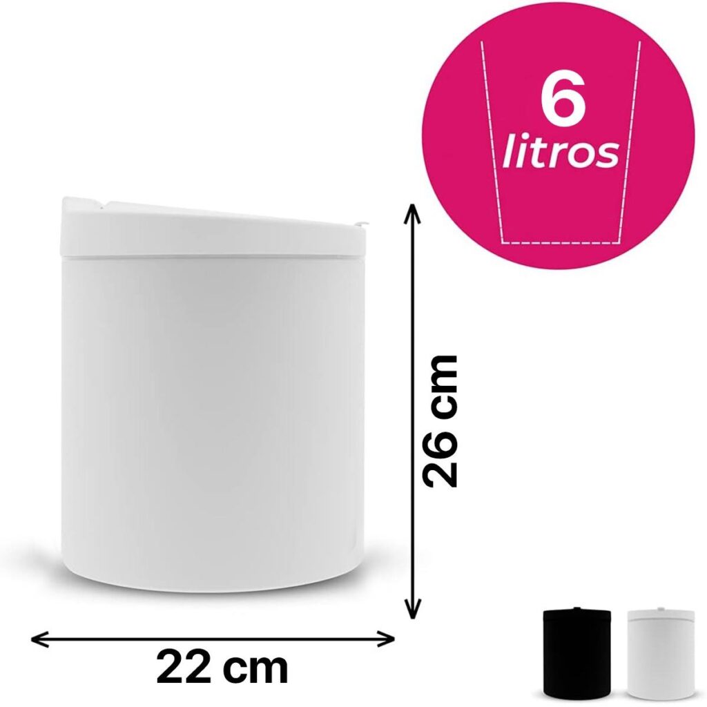 Kit 2 Lixeiras com Tampa Click 6L Brancas Viel - Imagem 6