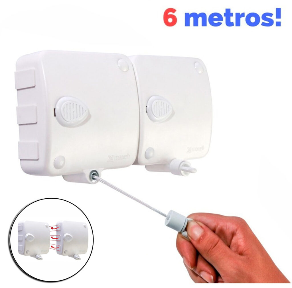 Varal Retrátil de Parede Stendmax 2 Módulos 6m Branco - Imagem 2