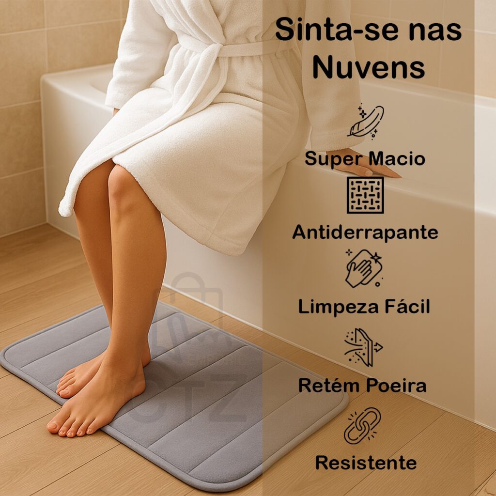 Tapete de Banheiro Nuvem Super Soft Cinza 60x40cm Kapazi - Imagem 3