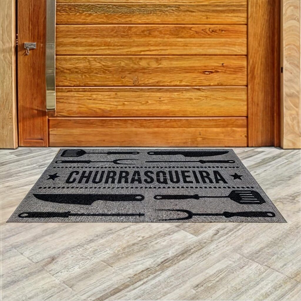 Tapete Capacho Churrasqueira Cinza em Vinil 75x40cm Kapazi - Imagem 5
