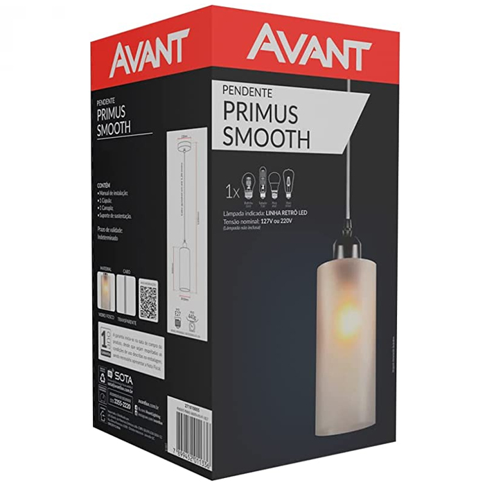Luminária Pendente Retrô Smooth Aço Preto 1 Cúpula Avant - Imagem 5