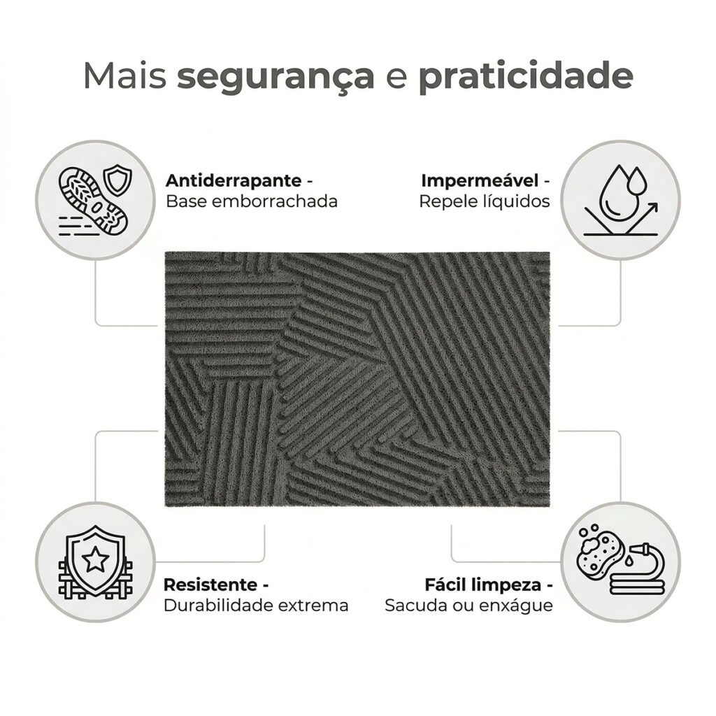 Tapete Capacho Urbano Textura em Vinil 80x50cm Kapazi - Imagem 3