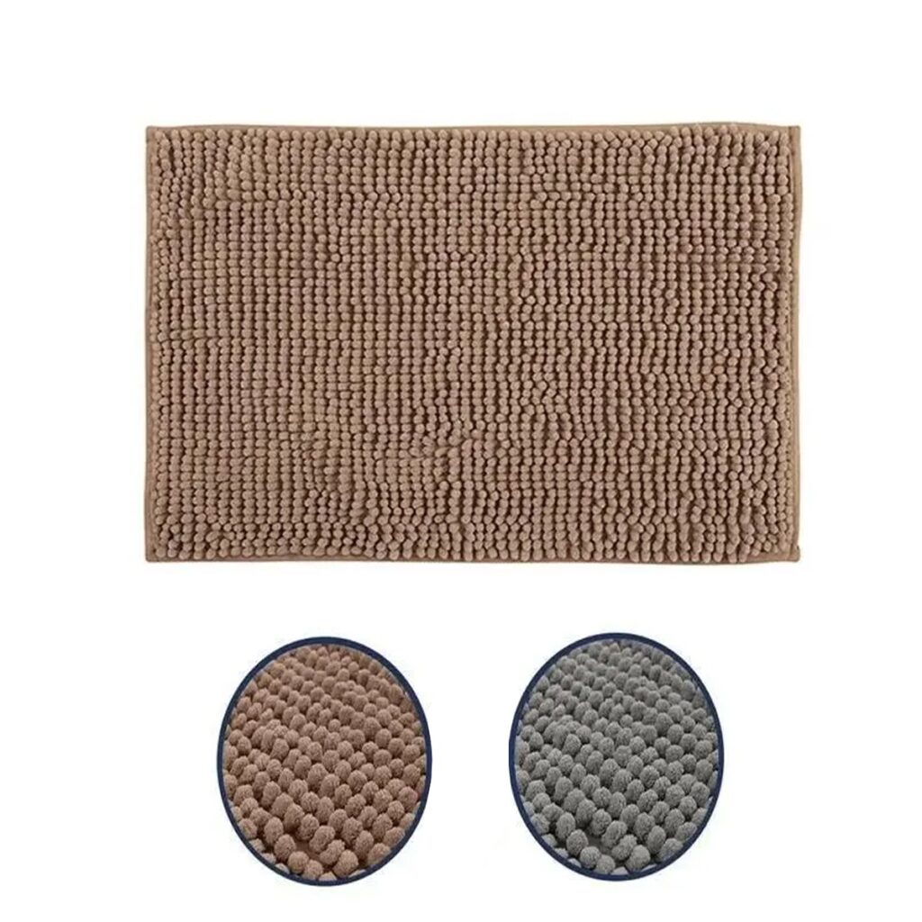 Tapete de Banheiro Microfibra Bolinha Joy Bege 70x50cm - Imagem 6