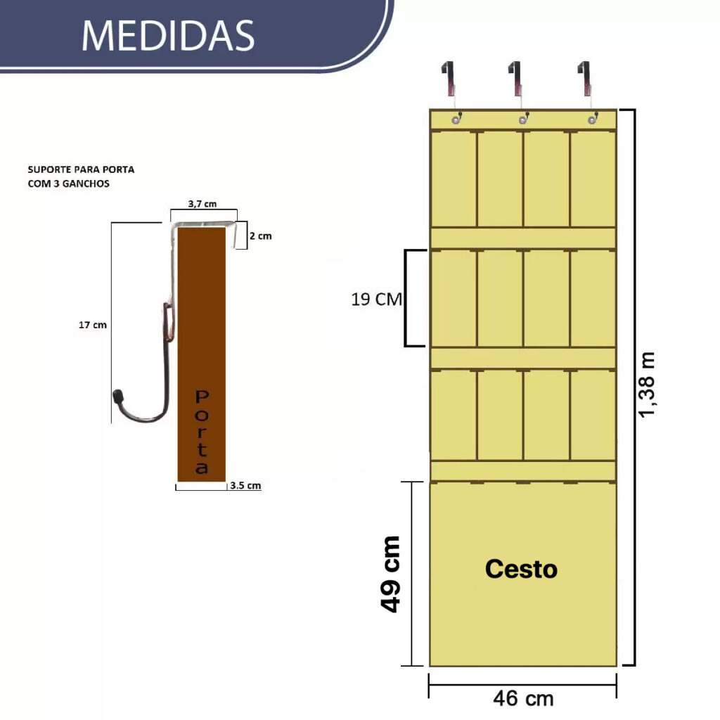 Sapateira de Porta 6 Pares com Cesto TNT Preta - Imagem 3