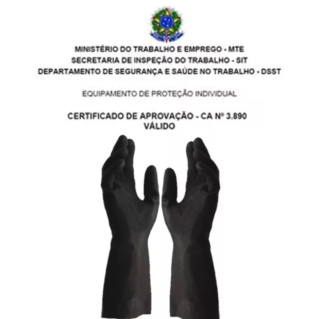 Luva de Segurança Látex Pedreiro Preta Kit 10 Pares Starfer - Imagem 4