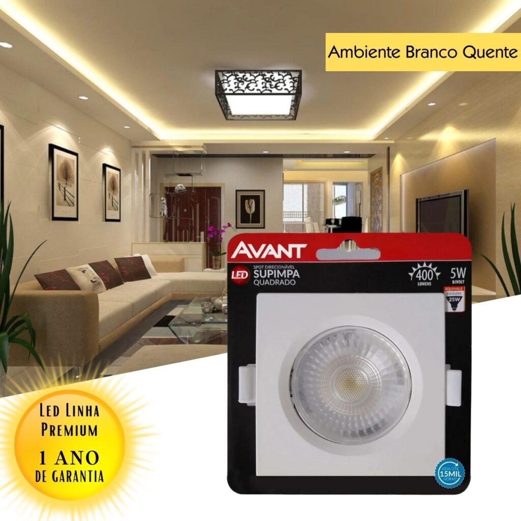Spot LED de Embutir Quadrado 5W Branco Luz Quente 3000K - Imagem 3