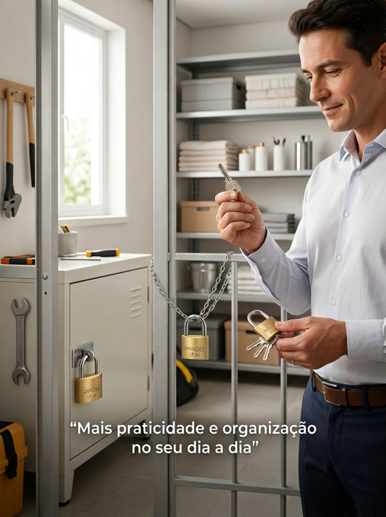 Cadeado de Latão 40mm Mesmo Segredo Kit 2 com 4 Chaves Pado - Imagem 3