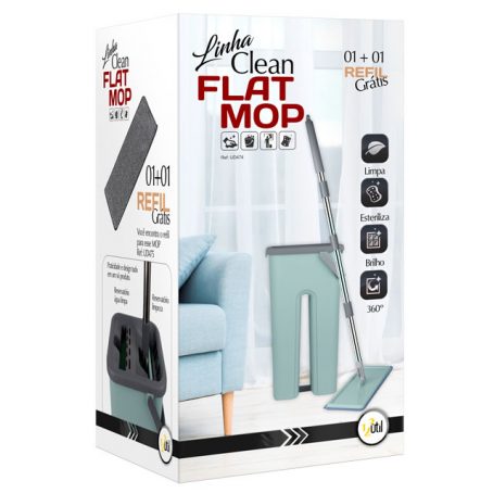 Mop Flat com Balde Limpa e Seca e 3 Refis de Microfibra - Imagem 5